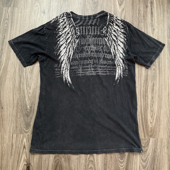 Affliction Tribal "Distressed"  Black Short Sleeve Shirt For Men Size XXL 2XL - Picture 4 of 7